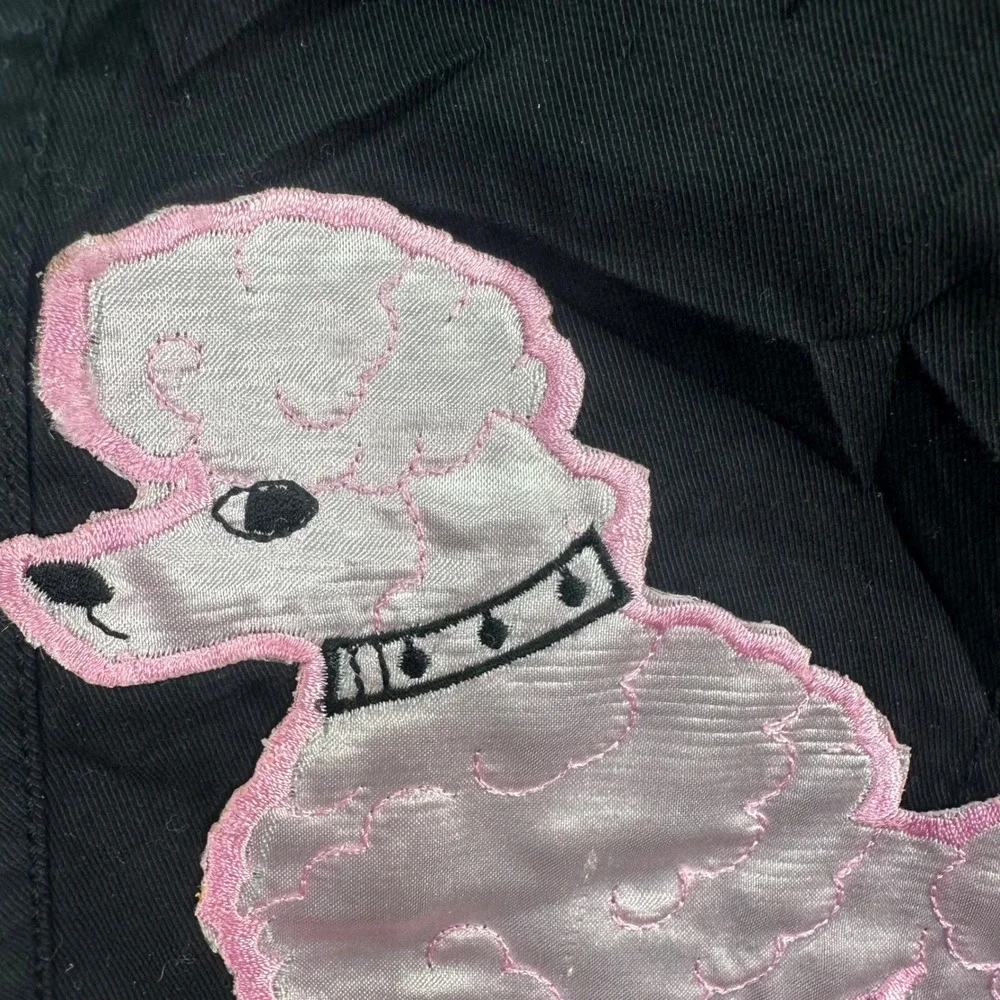 Croft & Barrow Shorts Womens S Black Poodle Patch Drawstring‎ Elastic Waist